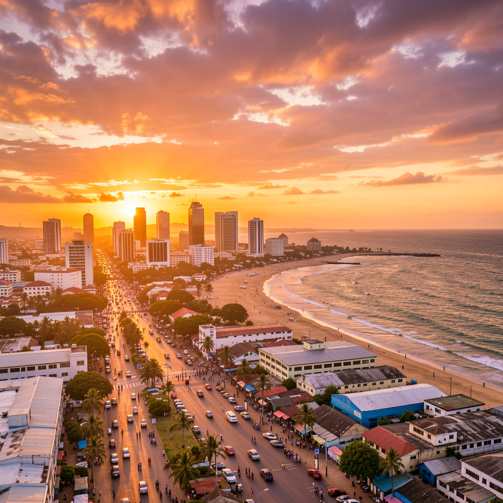 Dar es Salaam skyline and coastline